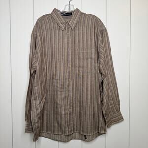 Jhane Barnes All Right Textured Striped Button Up Shirt L